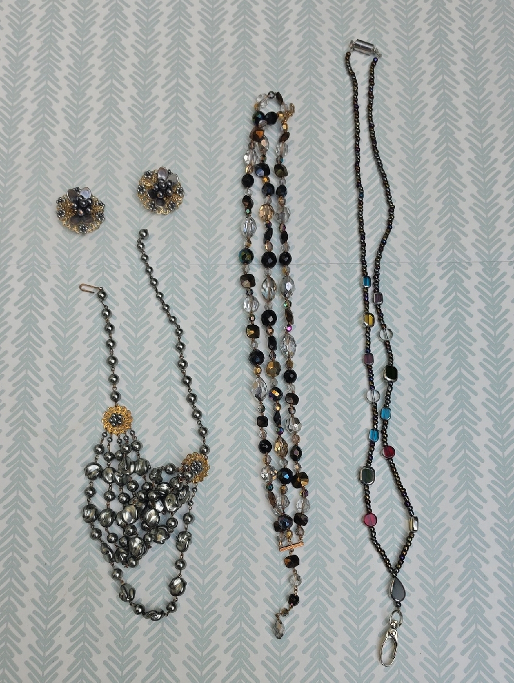 Fun Oil Slick, Grey And Multi Color Jewerly